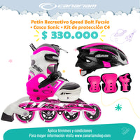 Promo: Patín Speed Bolt Fucsia + Casco Sonic (Talla M) + Kit de Protección C4 (Talla L)