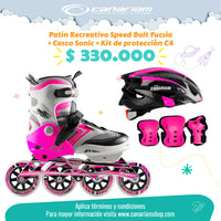Promo: Patín Speed Bolt Fucsia + Casco Sonic (Talla M) + Kit de Protección C4 (Talla L)