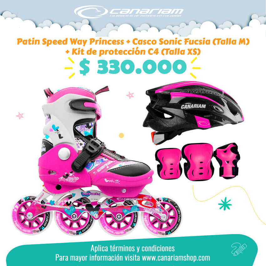 Promo: Patin Speed Way Princess + Casco Sonic (Talla M) + Kit de protección C4 (Talla XS)
